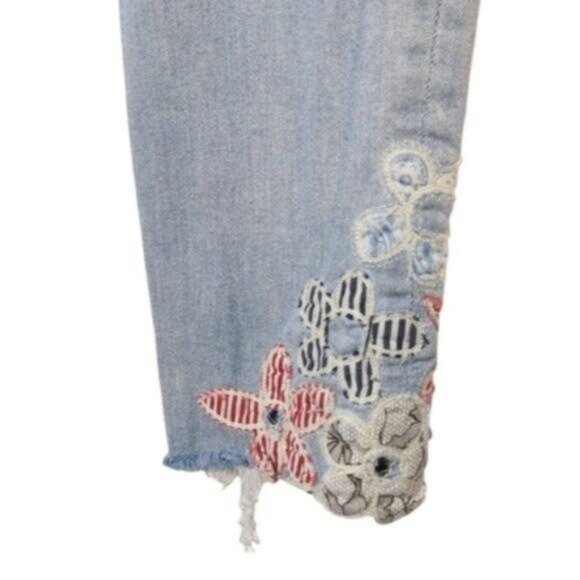 Driftwood Jackie High-rise Floral Skinny Ankle Jeans Blue Size 28 - Picture 2 of 6